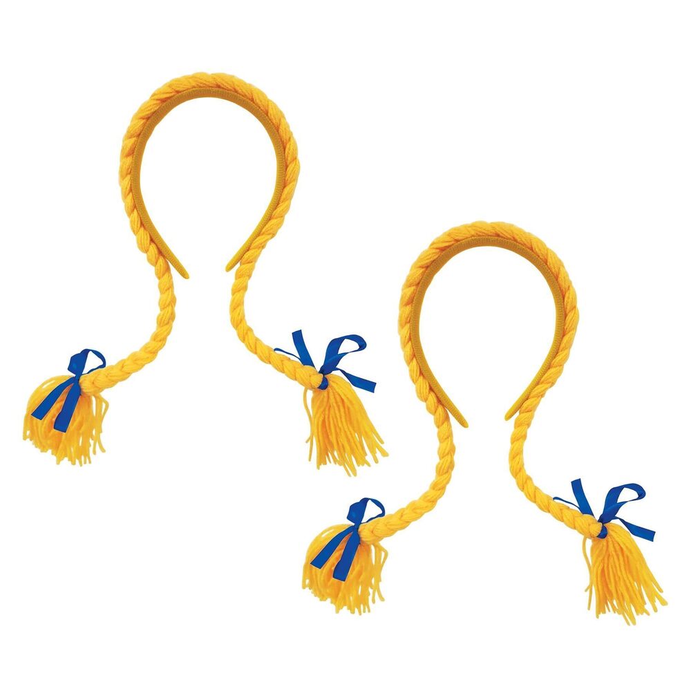 2034 52325 Pigtail Braids 2 Piece, OSFM, Yellow/Blue